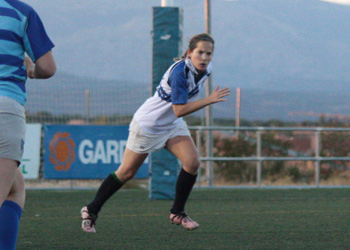 Rugby player playing defence